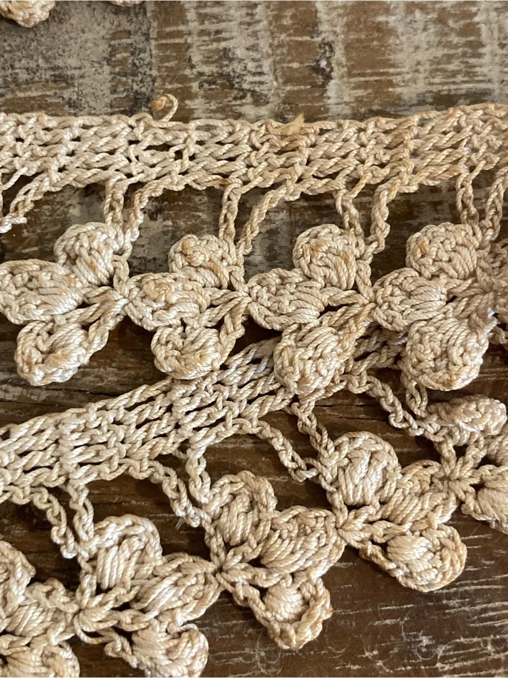 Vintage Crochet Trim Lace - Beige & Brown 39”